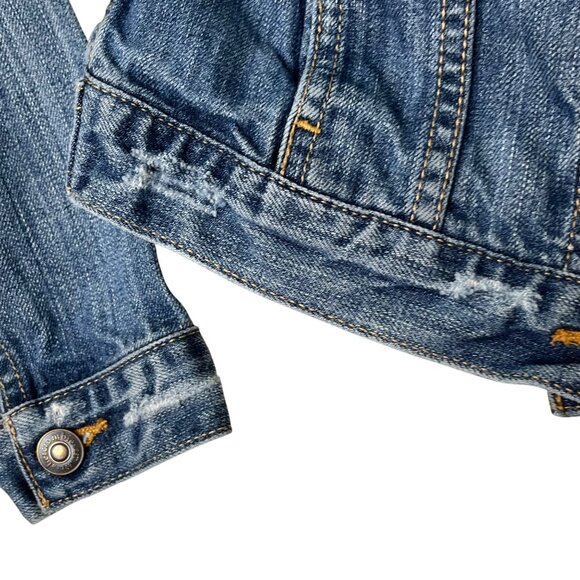 Abercrombie & Fitch Girls Denim Trucker Jacket Youth Large Blue Medium Wash - Picture 5 of 15